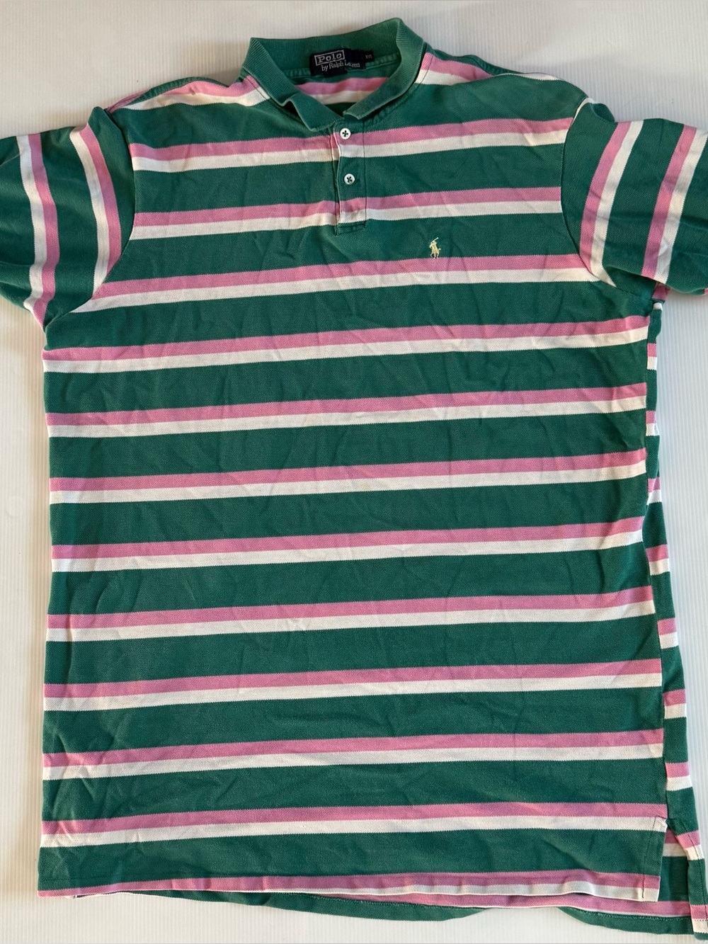 Polo Ralph Lauren Polo Shirt Mens XXL VTG Blue Striped Rugby Cotton Made In USA
